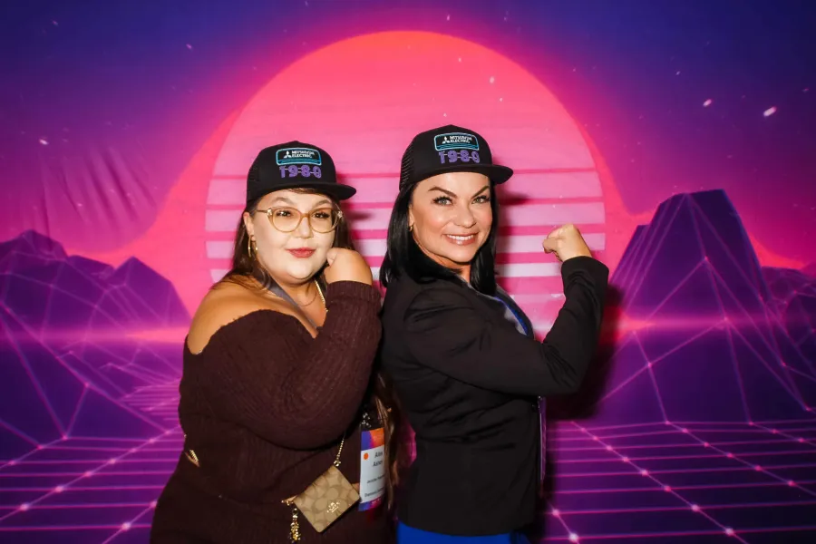 Guests in retro photobooth